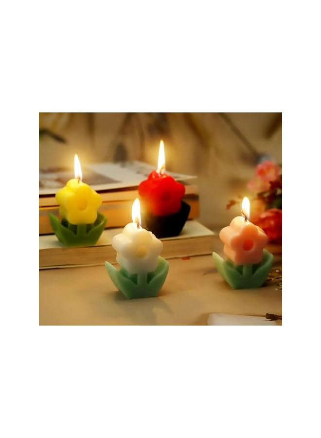 Green Tiger 4Pcs Floral Candles - Cute, Aesthetic, Smokeless Scented - Exquisite Home Decor - Gifts for Weddings, Birthday Parties, Spas - Image 5