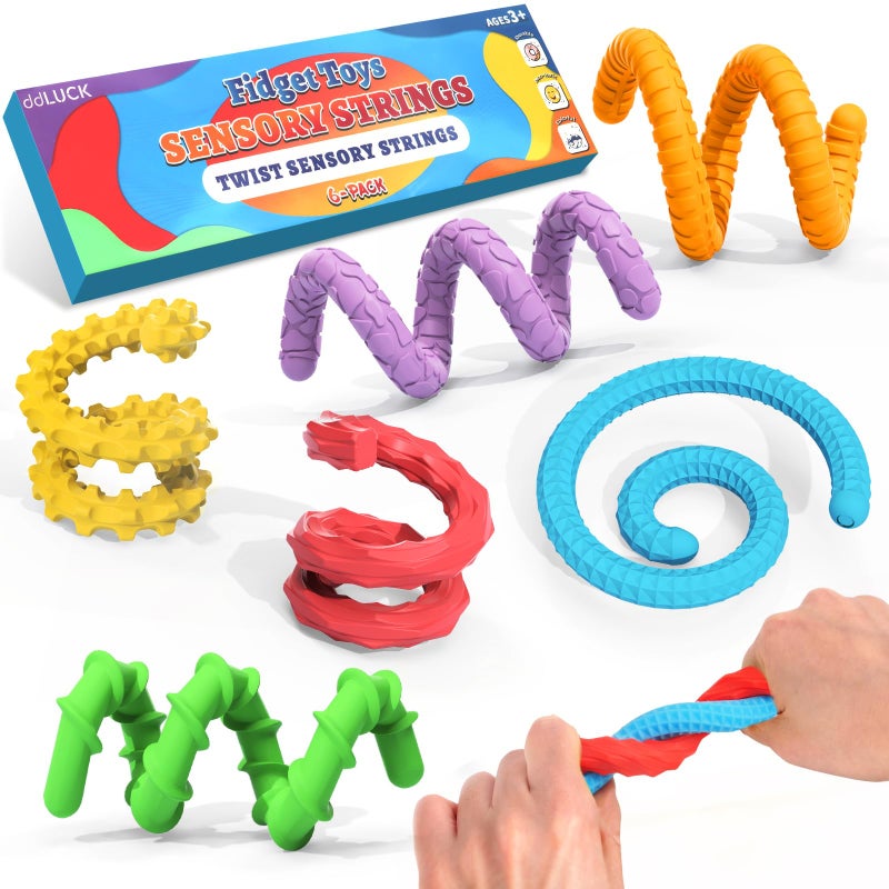 ddLUCK Fidget Toys Silicone Sensory Sticks Textured Calming Sensory Toys for Kids with Autism Autism Toy for Anxiety Relief Travel Toy for Kids 3 Adults 6 Pack - Image 3