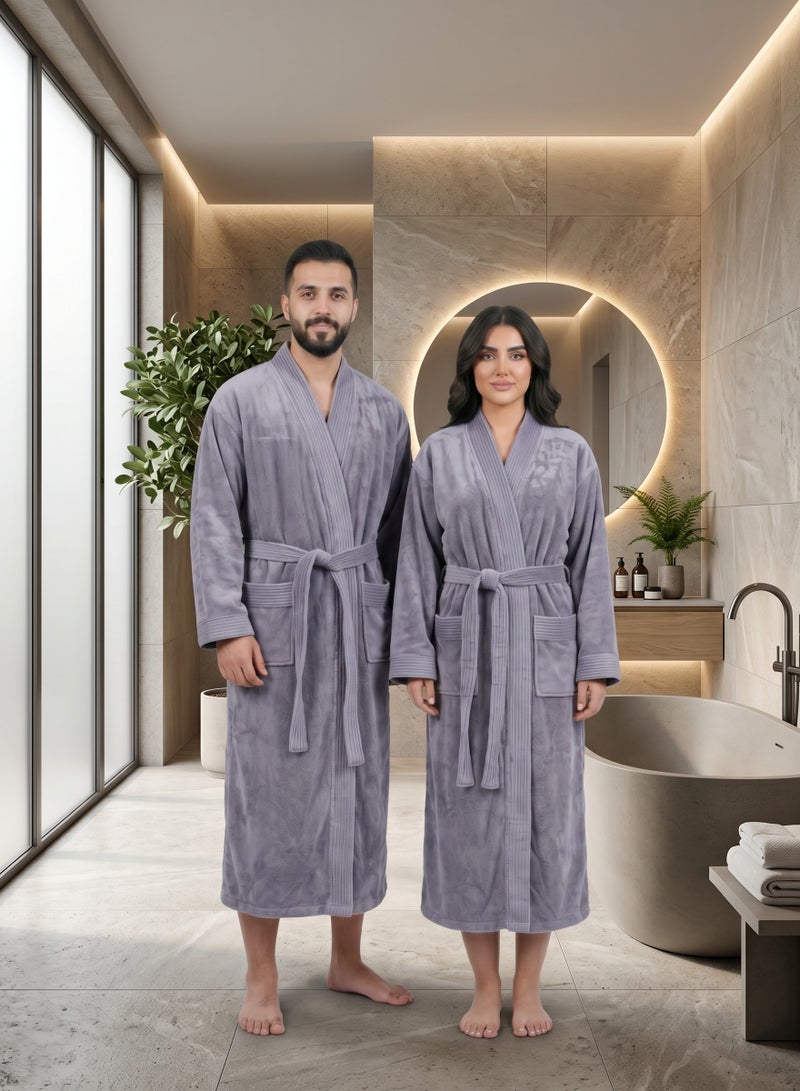 دوناتيلا 1 قطعة رداء حمام للجنسين مقاس XL - ياقة كيمونو، عالي الامتصاص، سريع الجفاف، رداء سبا ناعم مع حزام وجيوب - مايكروفايبر 330 جي إس إم، للاستخدام اليومي - Image 1