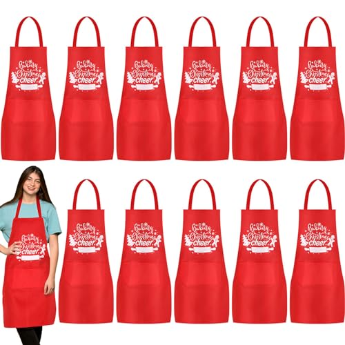 Toulite 12 Pcs Christmas Apron Bulk Adjustable Xmas Cooking Baking Apron with Pocket for Holiday Men Women BBQ Baker KitchenCheer - Image 1