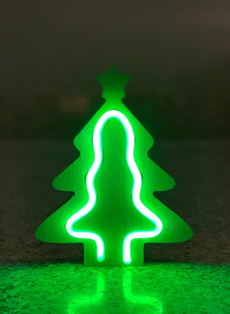Salla Wooden Neon Festive Tree Light 21x17cm - Image 2