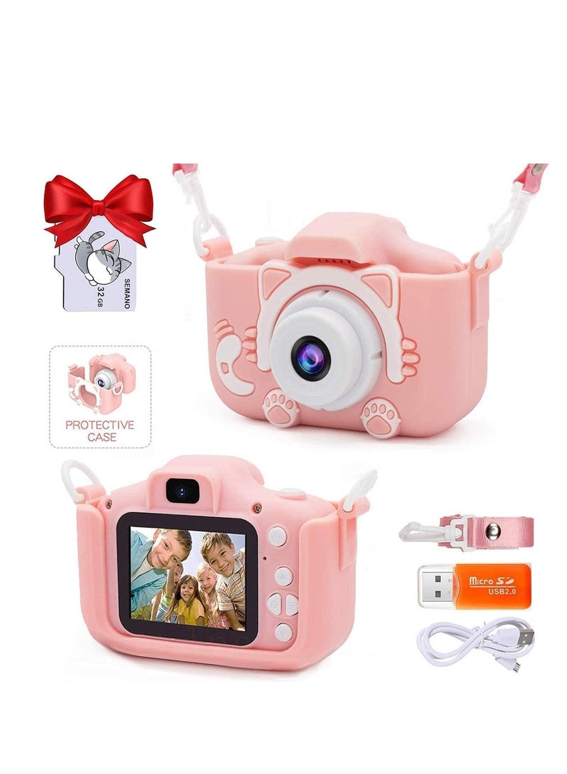 Upgrade Kids Selfie Camera, Christmas Birthday Gifts for Girls Age 3-9, 20MP 1080P HD Digital Video Cameras for Toddler, Portable Toy for 3 4 5 6 7 8 9Year Old Girl with 32GB SD Card-Pink - Image 1