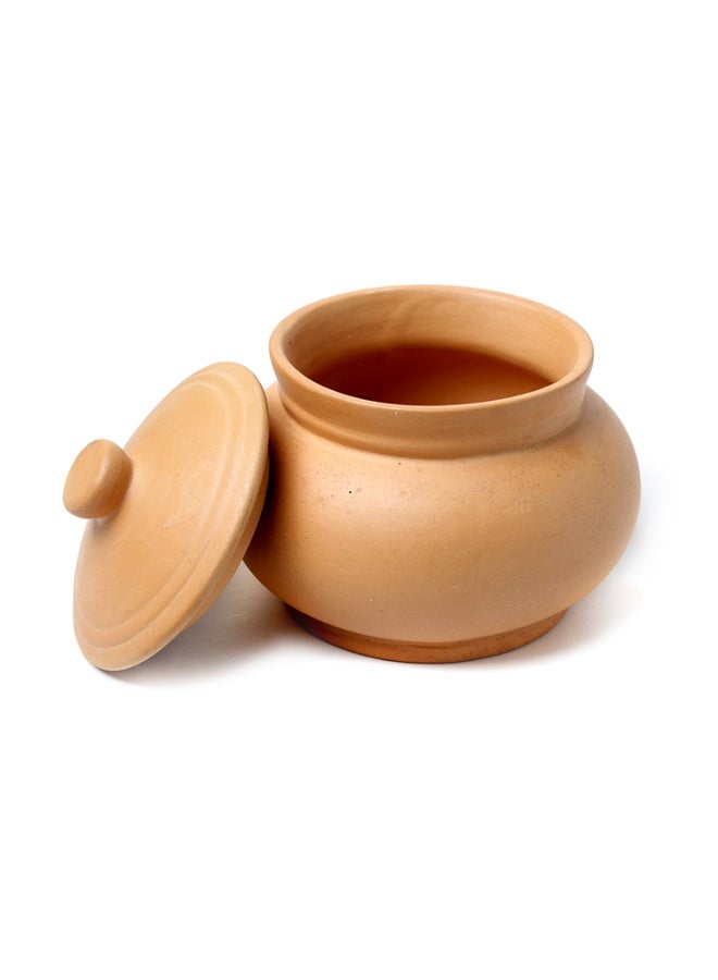 ارك قدر طهي دائري من الطين غير المزجج من آرك تيرابورا، سعة ١٠٠٠ مل (٣٤ أونصة). مصنوع يدويًا من الطين العضوي. مثالي للطهي اليومي. طين نقي ١٠٠٪. - Image 5