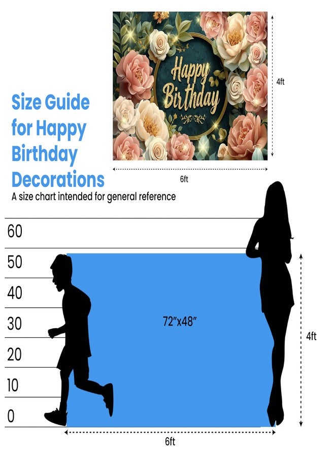 IndoTribe Sage Green Birthday Decorations 6x4ft Happy Birthday Backdrop for Women Floral Birthday Decorations Happy Birthday Banner for Women Sage Green Banner Floral Party Decorations Background Party Banners - Image 4