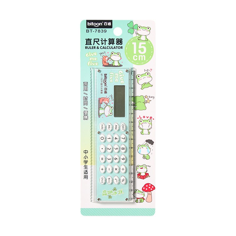 Ruler Calculator Cartoon Student Supplies Learning Stationery Ruler Mini Electronic Gift Calculator - Image 1