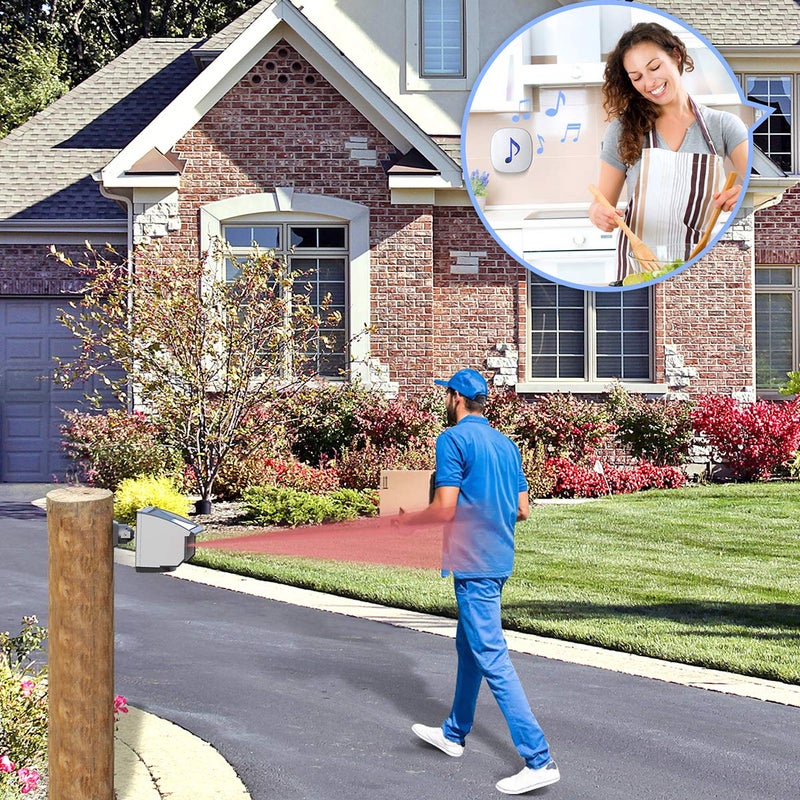 Htzsafe Solar Wireless Driveway Alarm System-1/4 Mile Long Transmission Range-Solar Powered No Need Replace Batteries-Outdoor Weatherproof Motion Sensor DIY Security Alert-1 Receiver and 2 Sensors KIT - Image 2