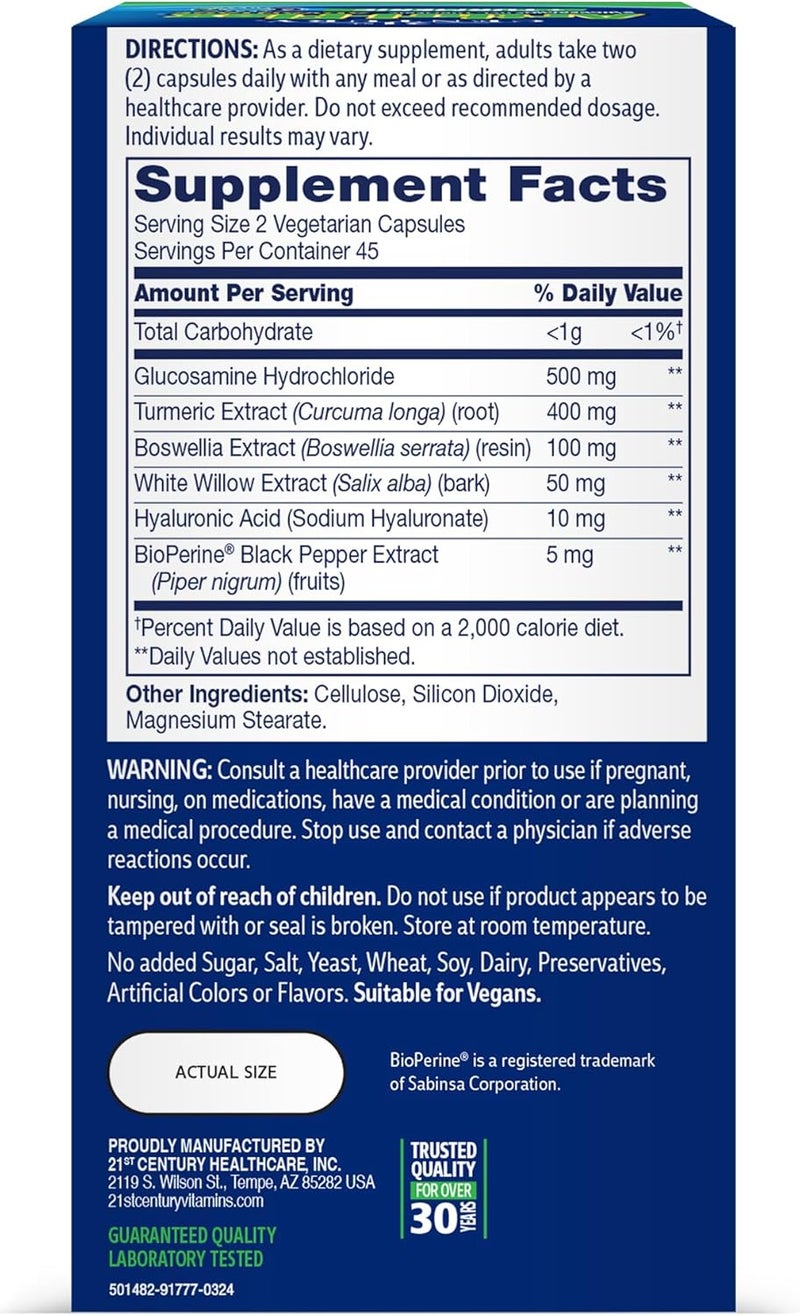 21st Century Arthri-Flex Advantage Plus Turmeric Vegetarian Capsules, 90 Count - Image 5