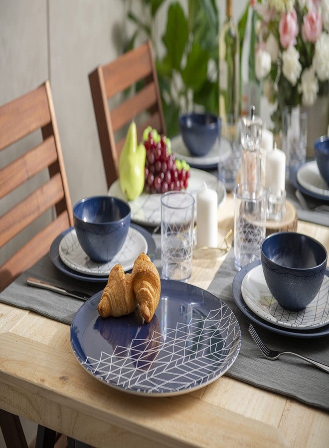 bzyoo 100% Melamine 14 inch Round Platter Dishwasher Safe Food Serving Tray for Casual dining Indoor and Outdoor Dining Party Cocktails (Spidy French Navy) - Image 4