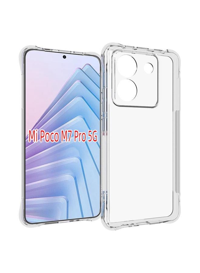 جراب هاتف Xiaomi Poco M7 Pro 5G مقاوم للصدمات ومضاد للانزلاق وسميك من مادة TPU (شفاف)