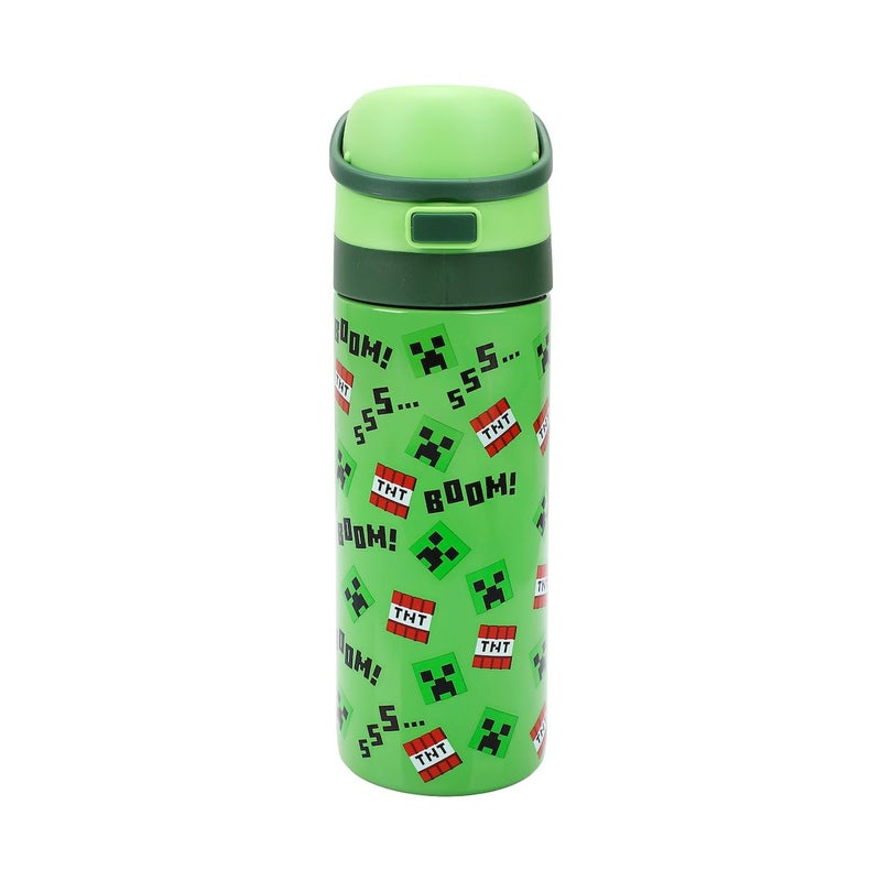 Bioworld Minecraft Boom Green 24 Oz Stainless Steel Water Bottle - Image 1