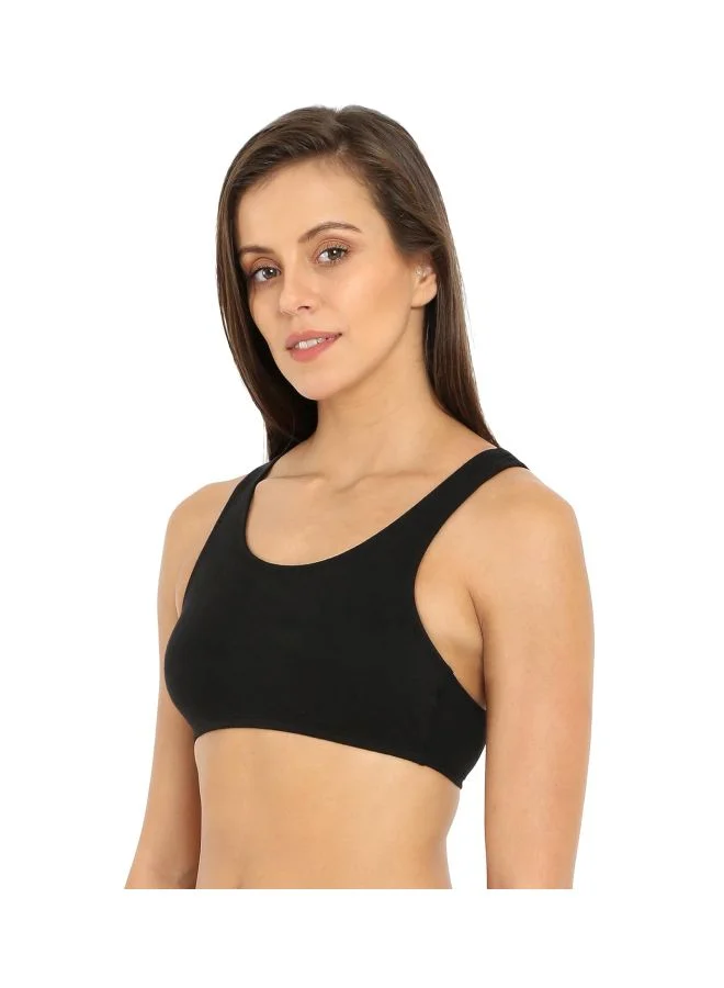 Jockey Black 1582 Women Super Combed Cotton Elastane Stretch Slip On Crop Top With Stay Fresh Treatment for Women | Best Price UAE