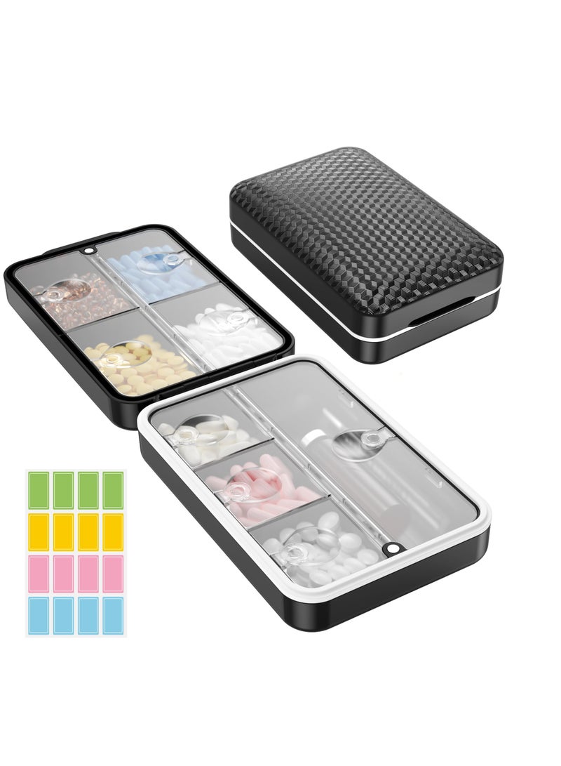 Excefore Daily Pill Organizer, 8 Compartments Large Magnetic Pill Organizer, Portable Moisture-Proof Pill Box for Travel, BPA Free, Clear Lid, Easy to Clean, For Vitamin, Fish Oils, Supplements, Black - Image 1