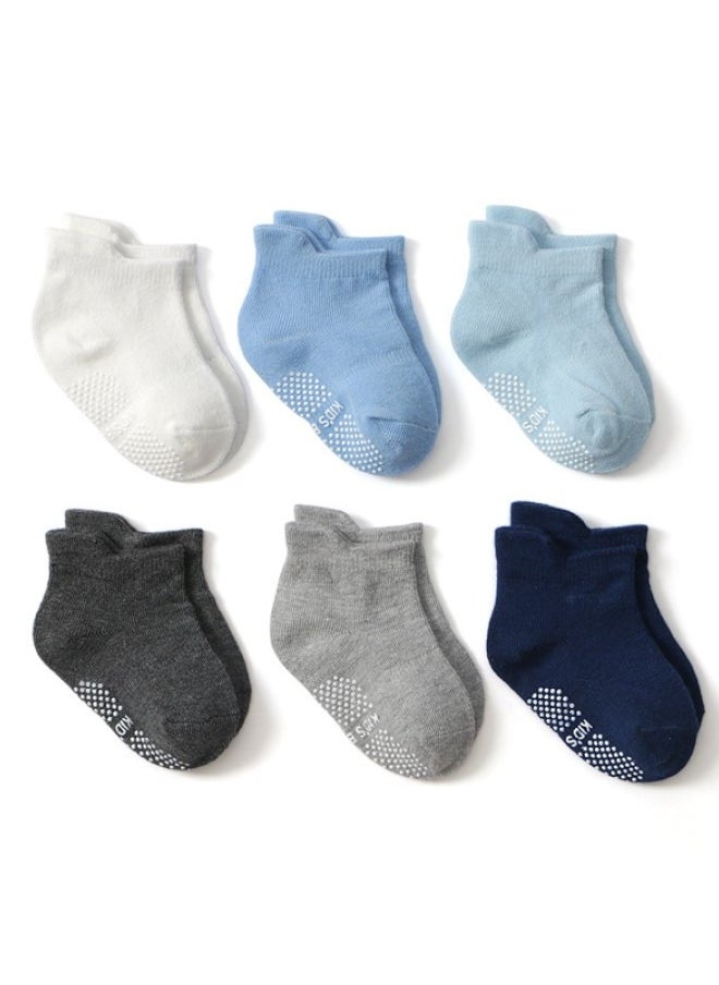 RATSAW 6 Pairs Kids Non-Slip Socks Toddler Anti Skid Sticky Socks Unisex Children Socks Winter Socks Cotton Socks Set Grip Crew Socks with Non-Slip Soles  - Image 1