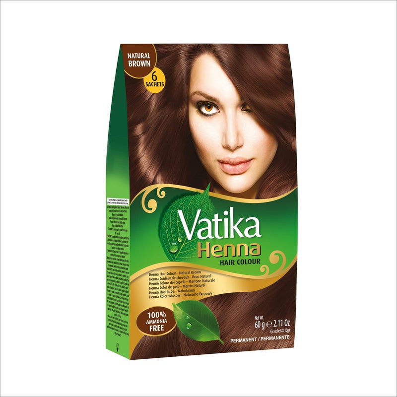 Vatika Naturals Permanent Hair Dye Natural Brown, 100% Grey Coverage, Ammonia-Free, for Long-Lasting Color, No Damage, for Healthy, Vibrant Hair - 18 Sachets X 10g (Natural Brown, Pack of 3) - Image 1