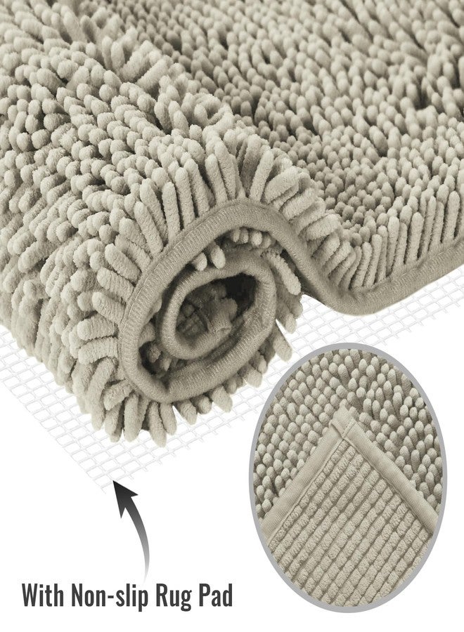 SPXTEX Chenille Bathroom Rugs Mat,31"x59"Washable Soft Shower Shag Bath Rugs Bathroom Rugs Bath Rugs for Bathroom Non Slip Bath Mats Extra Thick,Bathroom Runner Bathmat Accessories Decor,Beige - Image 4