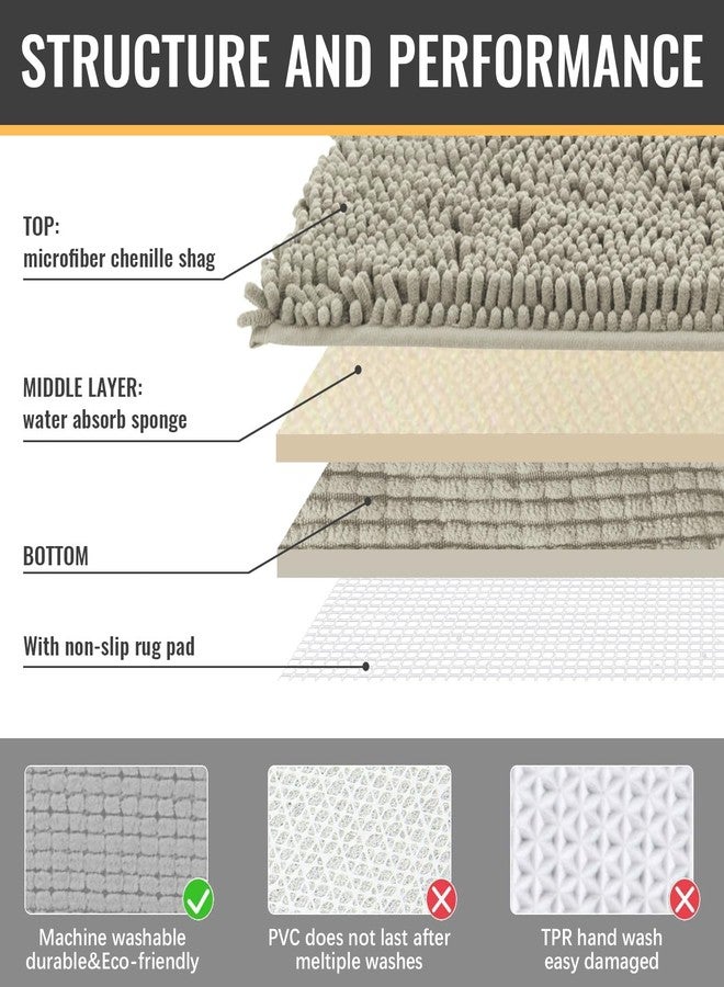 SPXTEX Chenille Bathroom Rugs Mat,31"x59"Washable Soft Shower Shag Bath Rugs Bathroom Rugs Bath Rugs for Bathroom Non Slip Bath Mats Extra Thick,Bathroom Runner Bathmat Accessories Decor,Beige - Image 5