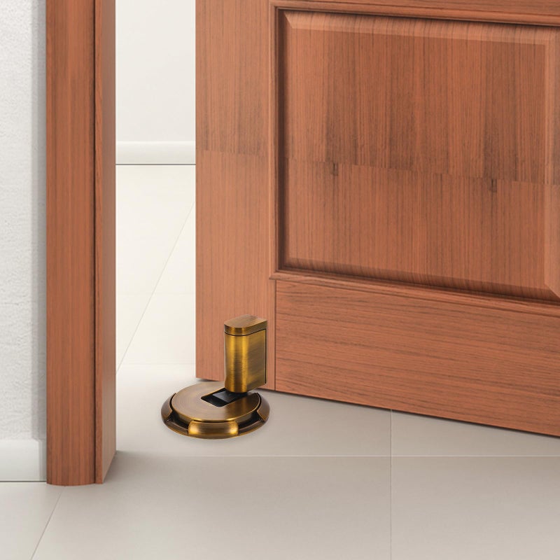 Gold Mechanical Door Stopper with Holder Floor Mounted Peel and Stick Door Stop - Image 5