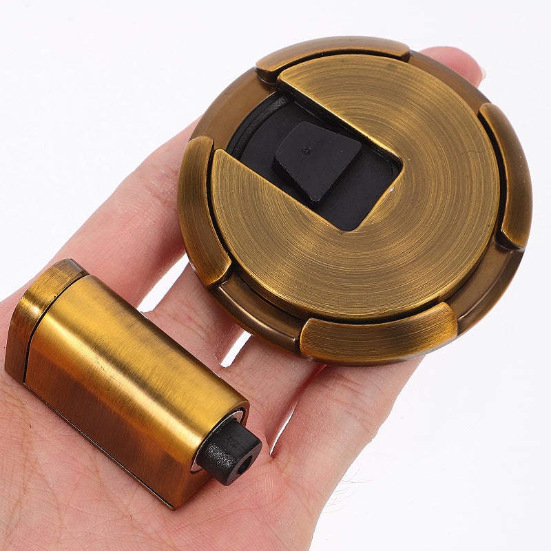 Gold Mechanical Door Stopper with Holder Floor Mounted Peel and Stick Door Stop - Image 4