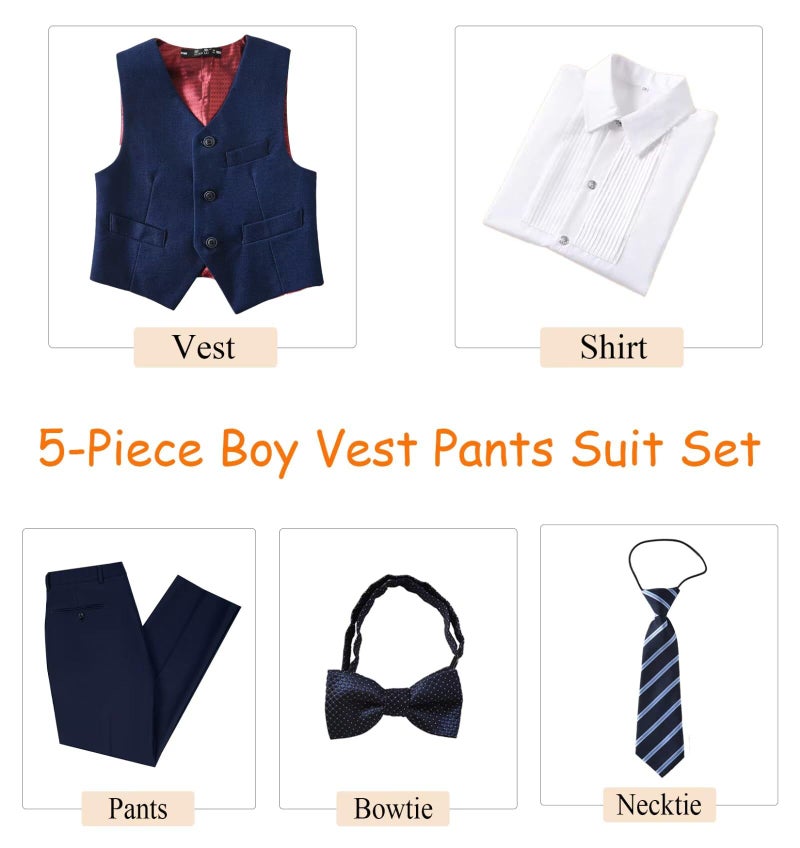 LOPEN STU Boys Suit Size 8 Kids Navy Blue Suits for Boys Toddler Suit Set First Communion Suit Ring Bearer Christmas Outfit - Image 2