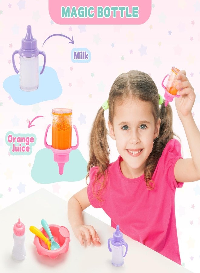 deAO مجموعة ألعاب دمى الأطفال من deAO - مجموعة سرير دمى الأطفال القابلة للتعديل 2 في 1 - كرسي عالٍ وسرير هزاز، ملحقات دمى الأطفال مع دمى بطول 13 بوصة، لعبة هدايا تمثيلية لتغذية الأطفال الصغار من 3 سنوات فما فوق - Image 3