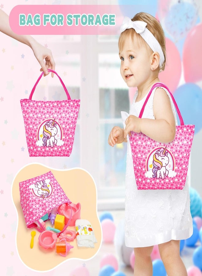 deAO مجموعة ألعاب دمى الأطفال من deAO - مجموعة سرير دمى الأطفال القابلة للتعديل 2 في 1 - كرسي عالٍ وسرير هزاز، ملحقات دمى الأطفال مع دمى بطول 13 بوصة، لعبة هدايا تمثيلية لتغذية الأطفال الصغار من 3 سنوات فما فوق - Image 4