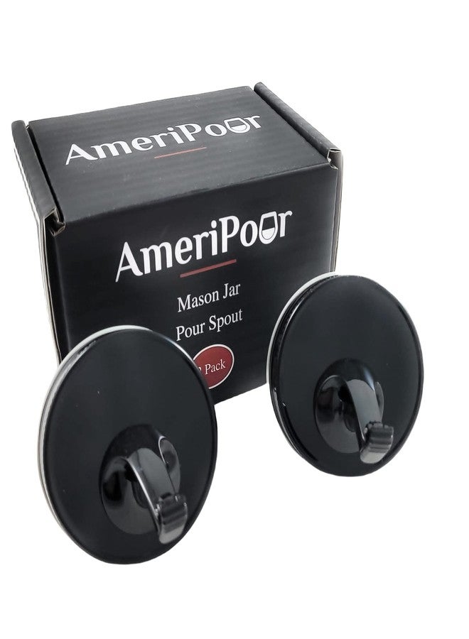 AmeriPour أميريبور بلاك - فوهات صبّ لبرطمانات ماسون مع غطاء قلاب للمشروبات الكحولية - صُنع بالكامل في الولايات المتحدة الأمريكية. فوهات صبّ لبرطمانات ماسون ذات تدفق حرّ لا تسرب. صبّ مثالي في كل مرة. عبوة من قطعتين (فوهة عادية - غطاء قلاب). - Image 1