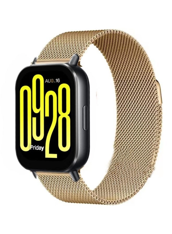 QIRG Stainless Steel Milanese Loop Compatible with Redmi Watch 5 Active/Redmi Buds 5 Lite Men Women；Mesh Loop Magnetic Clasp Strap-Gold - Image 1