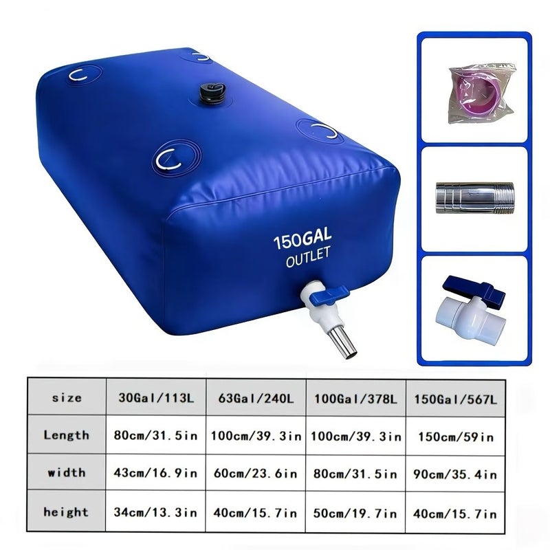 Black 30Gal Foldable Water Storage Bladder with Indicator for Emergency Use - Image 3