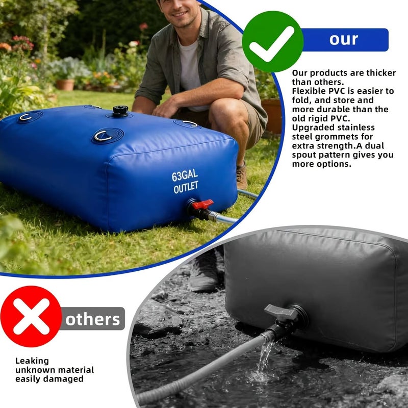 Black 30Gal Foldable Water Storage Bladder with Indicator for Emergency Use - Image 5