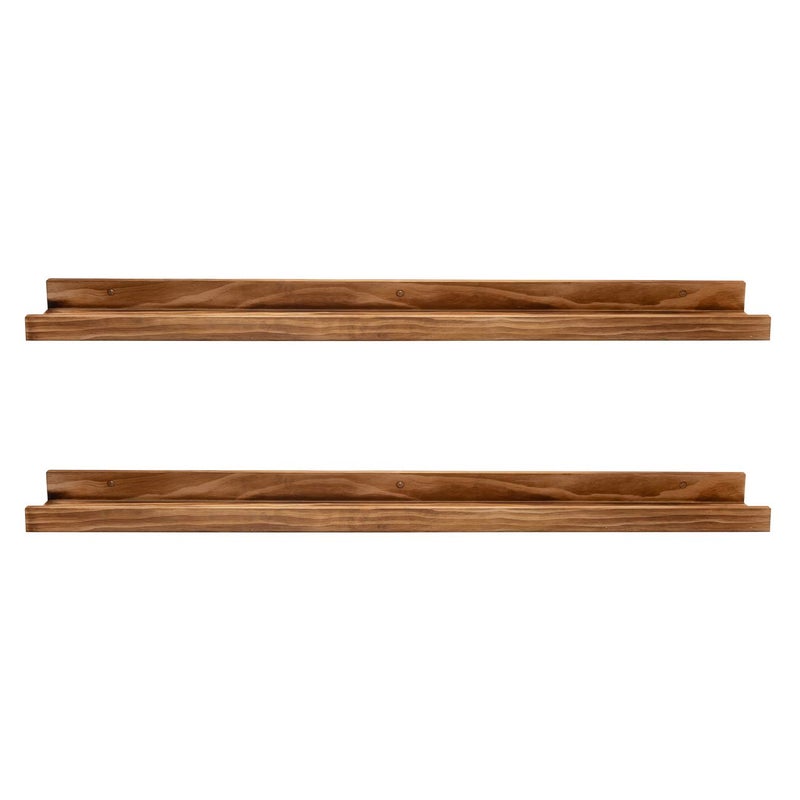 AZSKY 24" Floating Wall Ledge Shelf Wood Picutre Shelf Wall Mounted Nursery Kids Bookshelf Spice Rack Bathroom Storage Shelves Display Organizer Set of 2 - Image 1