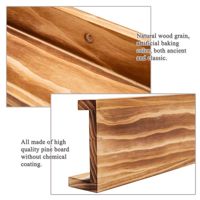 AZSKY 24" Floating Wall Ledge Shelf Wood Picutre Shelf Wall Mounted Nursery Kids Bookshelf Spice Rack Bathroom Storage Shelves Display Organizer Set of 2 - Image 4