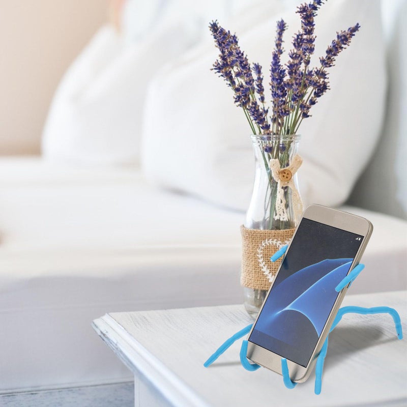 Flexible Spider Shaped Phone Stand Holder 2 Pack Blue Plastic Desk Mount For Mobile Phones And Tablets - Image 4