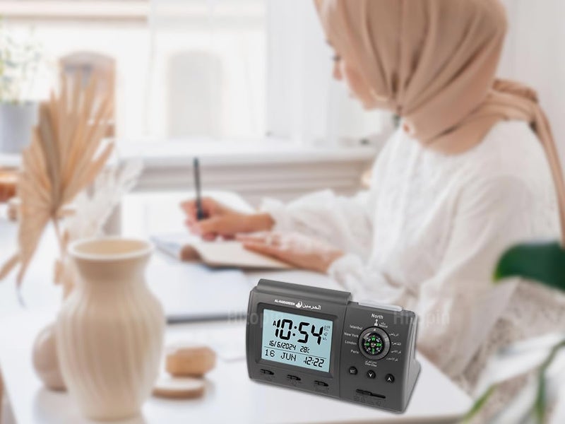 Hitopin Athan Clock, Hitopin Azan Table Clock, Athan Ramadan Clocks Black Color Complete Azan for All Prayers Qibla Direction, Ramadan Prayer, Muslim, Islamic - Image 5