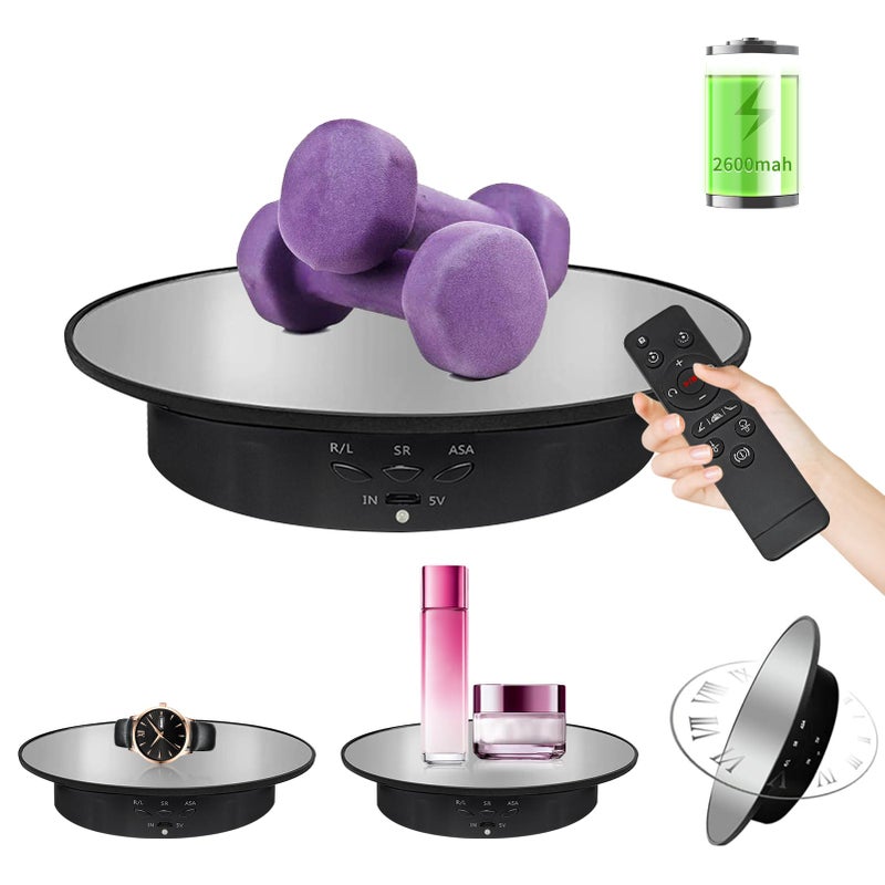 ZLMONDEE 79 Mirror Motorized Rotating Display Stand Turntable with Remote Battery Operated 176 LBPhotography Turntable Rotating Platform Lazy Susan Black