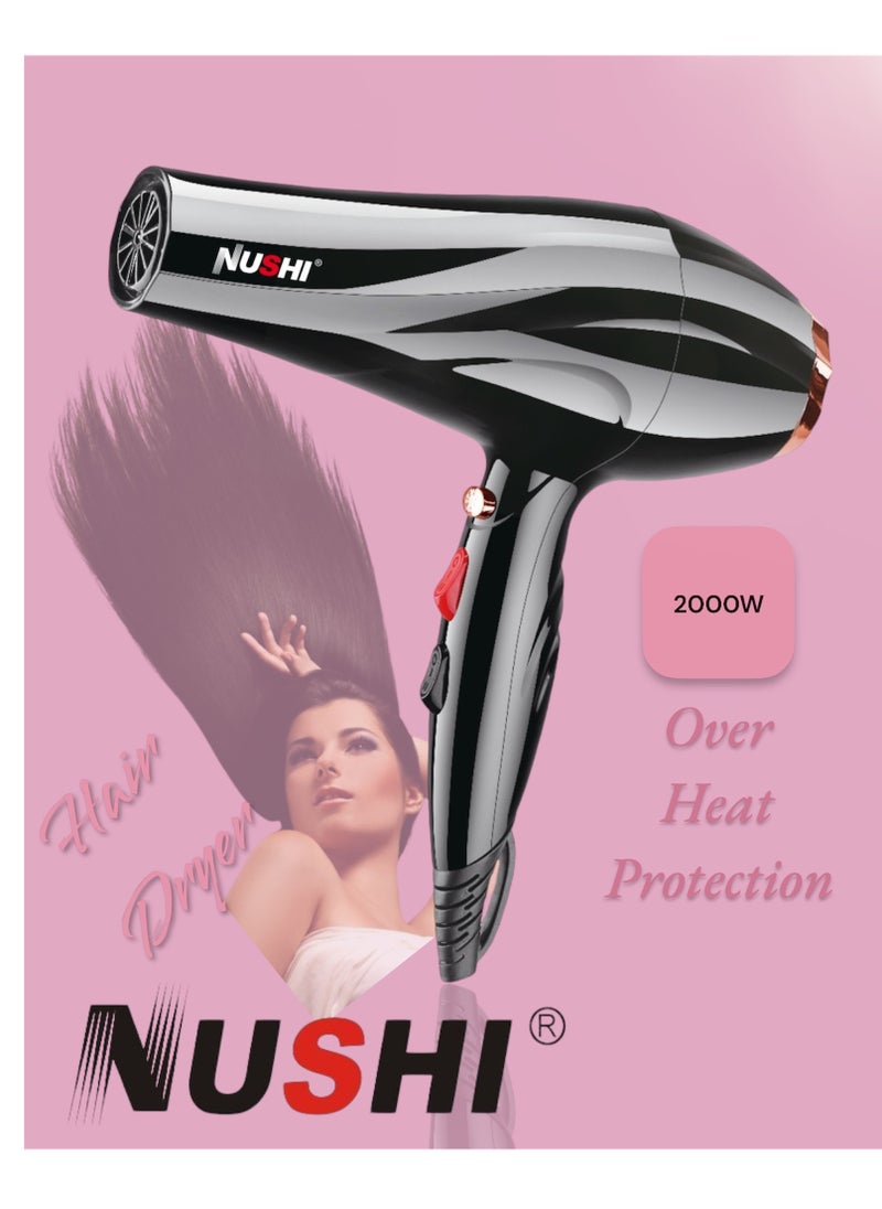 NUSHI - Hair Dryer, 2000W, Ideal for Personal and Salon Use, The Ultimate Powerful Professional Blow Dryer - Image 1