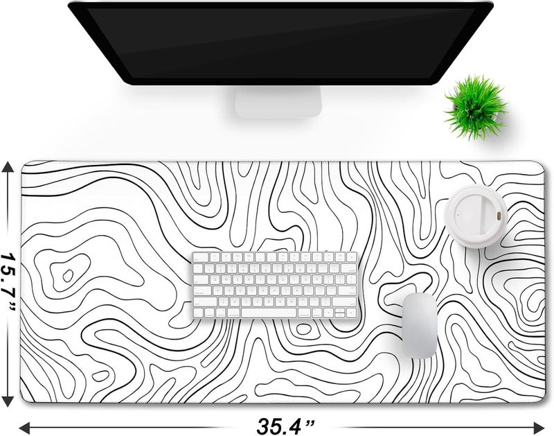 TEDNETGO Gaming Mouse Pad, Large Mouse Pads Waterproof Extra Large Big Mouse Pad with Stitched Edge, XXXL Non-Slip Black Computer Mousepad for Gamer, Office & Home, Black Line - Image 5