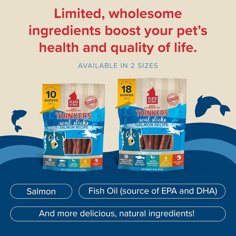 PLATO Thinkers Salmon Sticks Dog Treats - 10 oz (283 g) Pack - Image 4