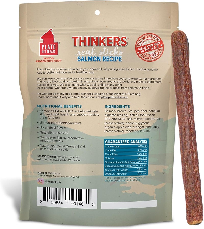 PLATO Thinkers Salmon Sticks Dog Treats - 10 oz (283 g) Pack - Image 2