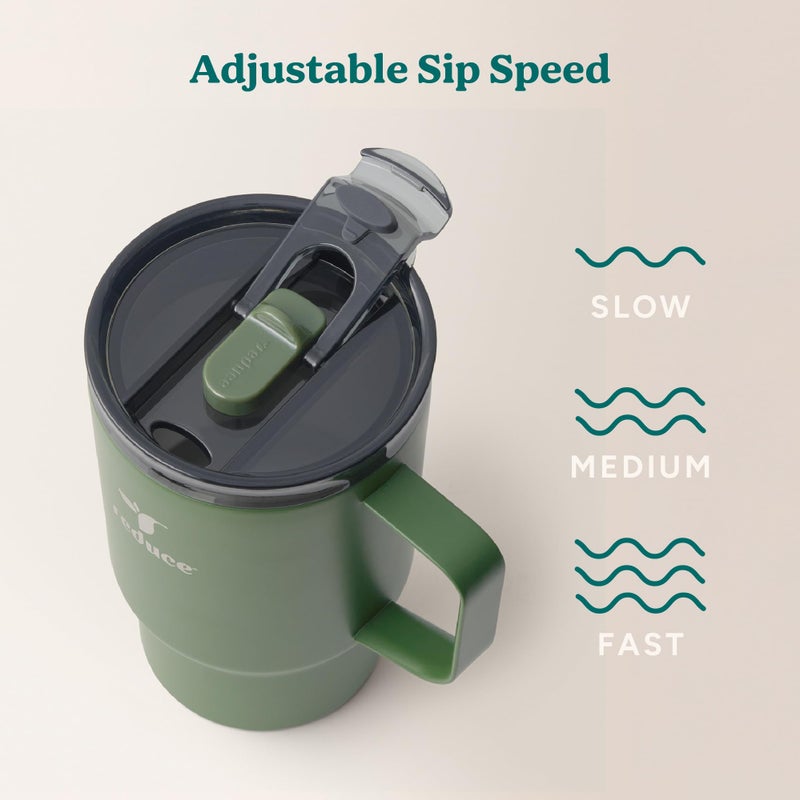REDUCE 18 oz Hot1 Stainless Steel Insulated Mug with Temperature Adjusting Lid - Dual-Wall Vacuum, Cupholder Friendly - Keeps Drinks Hot for 6 Hours - Ideal for Coffee, Tea & Other - Sage - Image 5