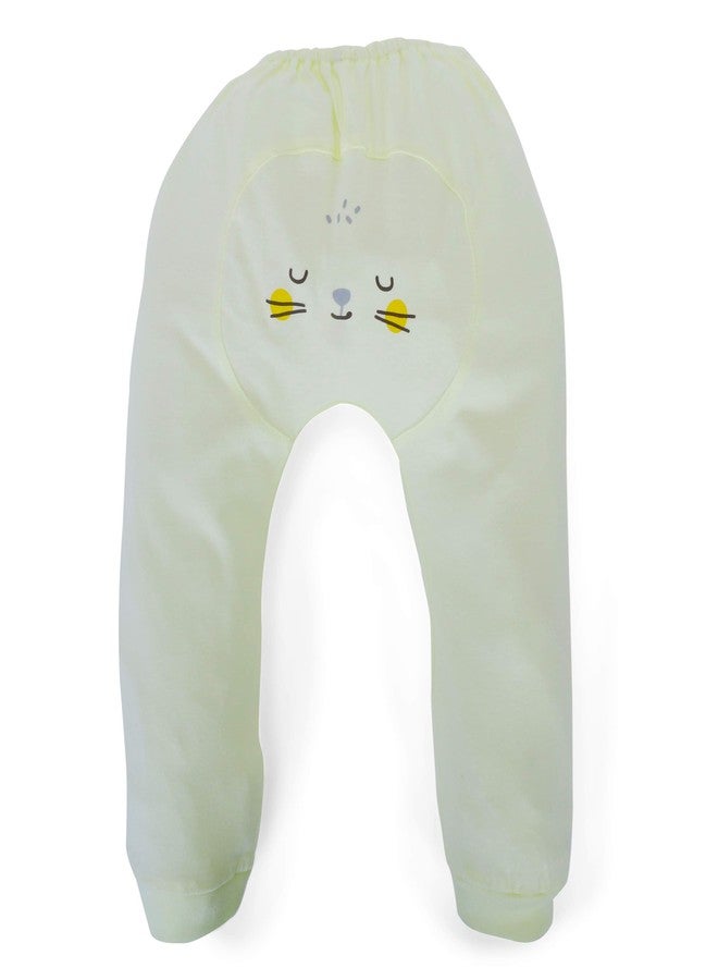 Pokory Kids Leggings Pyjama Pants with Diaper fit Bottom Elastic Hoisery 1 Single Cotton Yellow Colour Size L Pyjama for Baby Boys & Girls Infant Clothing Newborn Unisex Clothing for Kids Toddlers - Image 1