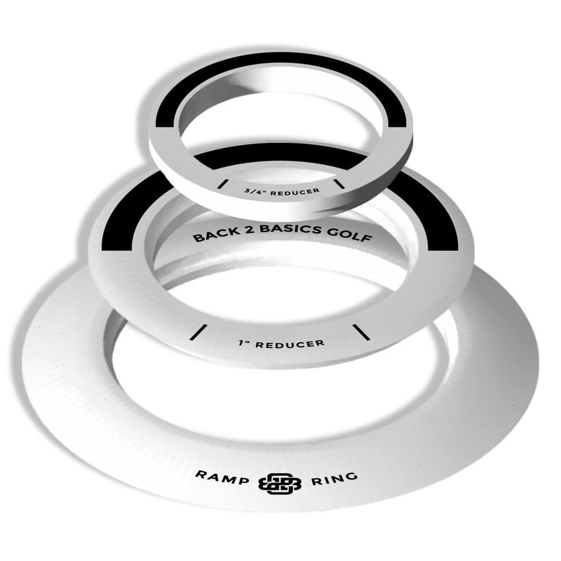 BACK 2 BASICS Golf Putting Rings 3-Piece Set, Golf Tool for Putting Practice Indoor and Outdoor, Ramp Ring u0026 Hole Reducers for Precision Training, Accuracy Drills at Home, Office u0026 Backyard Setups - Image 1