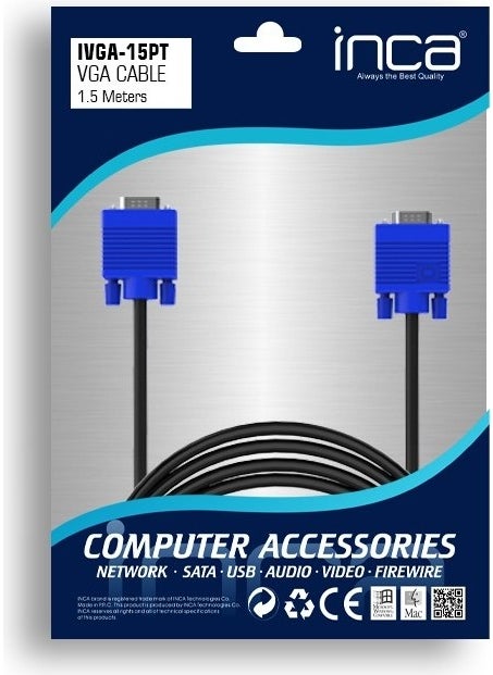 Inca - IVGA-15PT VGA TO VGA 1.5M COPPER CABLE - Image 1