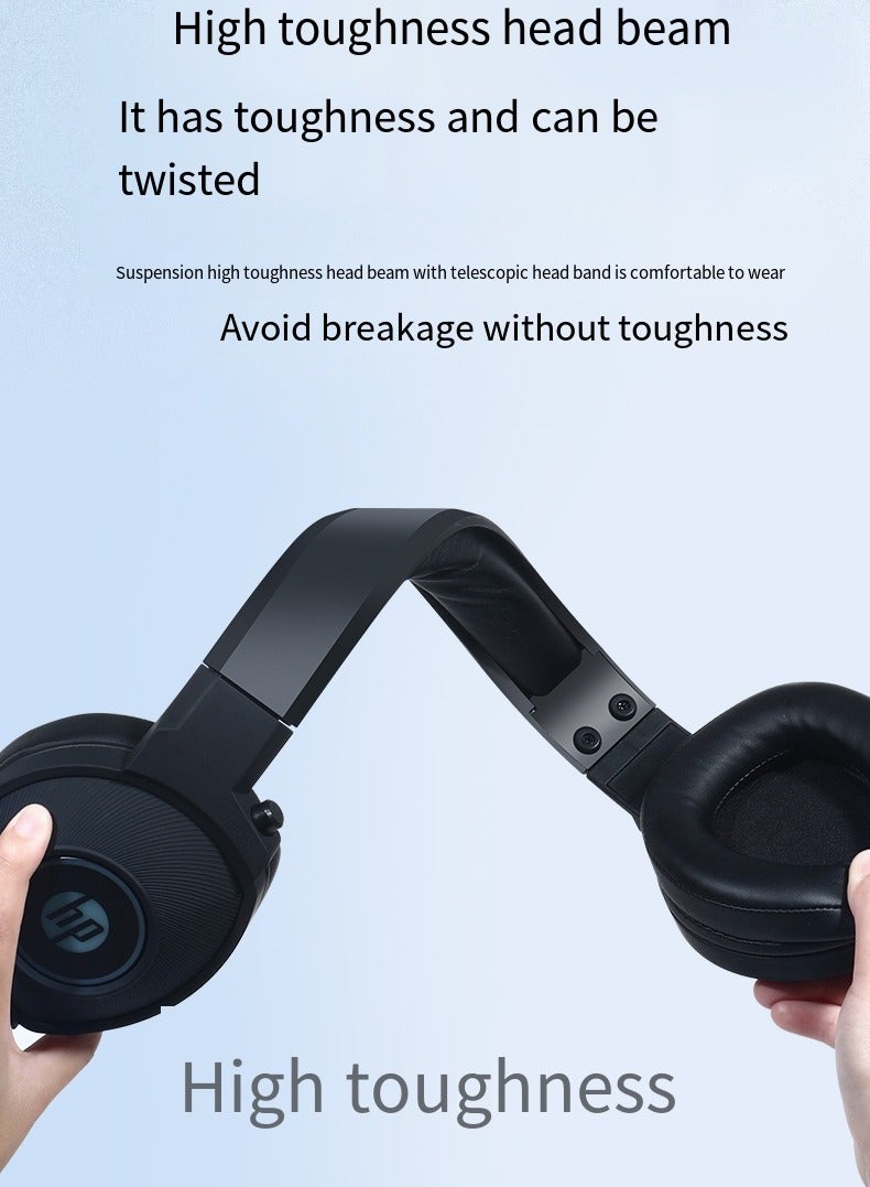 HP DHE-8008 Gaming Headset , Over Ear  Stereo Sound Headphones – Blue LED Backlit  with Microphone  - 2*3.5mm jack + USB for Light For PCs, Laptops , PS4 , Xbox | Black - Image 3