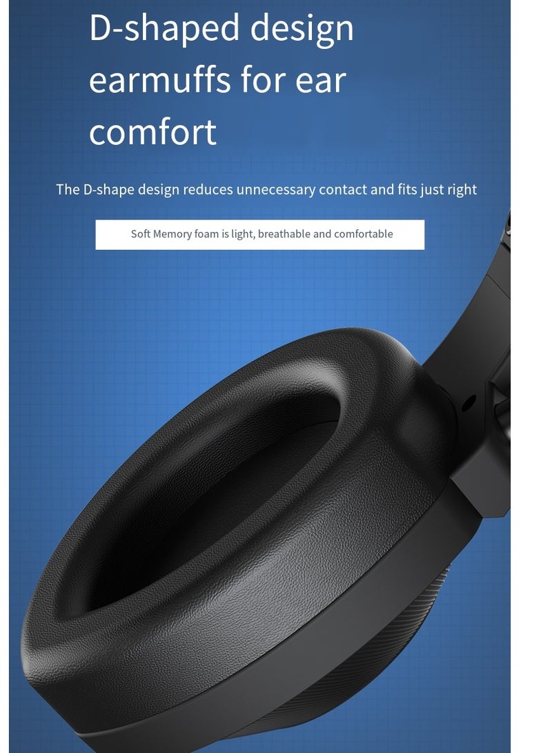 HP DHE-8008 Gaming Headset , Over Ear  Stereo Sound Headphones – Blue LED Backlit  with Microphone  - 2*3.5mm jack + USB for Light For PCs, Laptops , PS4 , Xbox | Black - Image 4