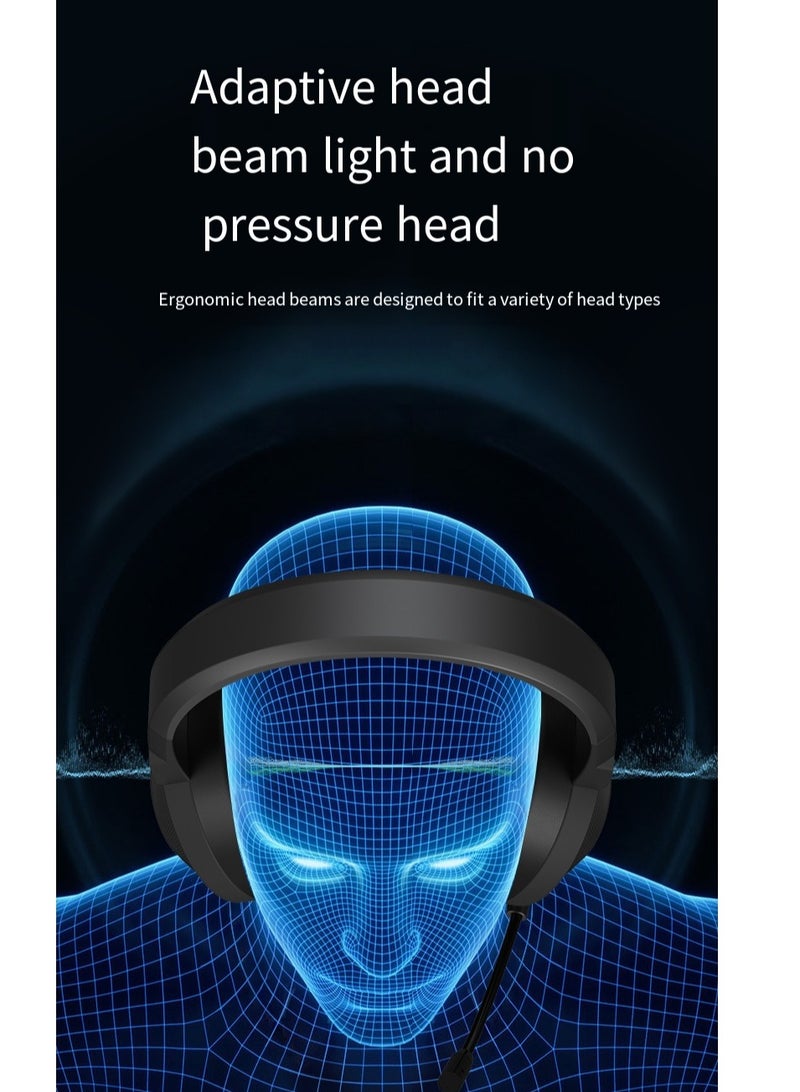 HP DHE-8008 Gaming Headset , Over Ear  Stereo Sound Headphones – Blue LED Backlit  with Microphone  - 2*3.5mm jack + USB for Light For PCs, Laptops , PS4 , Xbox | Black - Image 5