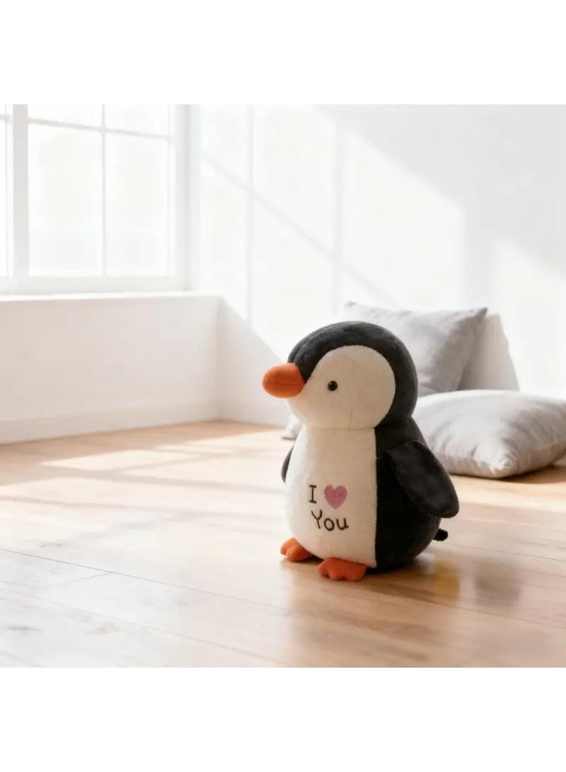 KRONFOL 1pc Cute Penguin Plush Doll - Soft Huggable Stuffed Animal Toy with Black & Pink Adorable Penguin Figure, Plush Gift for, Christmas, Birthdays, Valentines, Cuddly Companion for Bedtime & Decor - Image 1