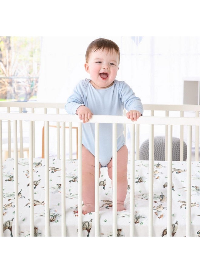 LifeTree Mallard Duck Crib Sheets for Baby Boys Girls - Muslin Fitted Crib Sheets Toddler Bed Sheet Fits Standard Crib, 70% Viscose from Bamboo and 30% Cotton, 28in x 52in - Image 2