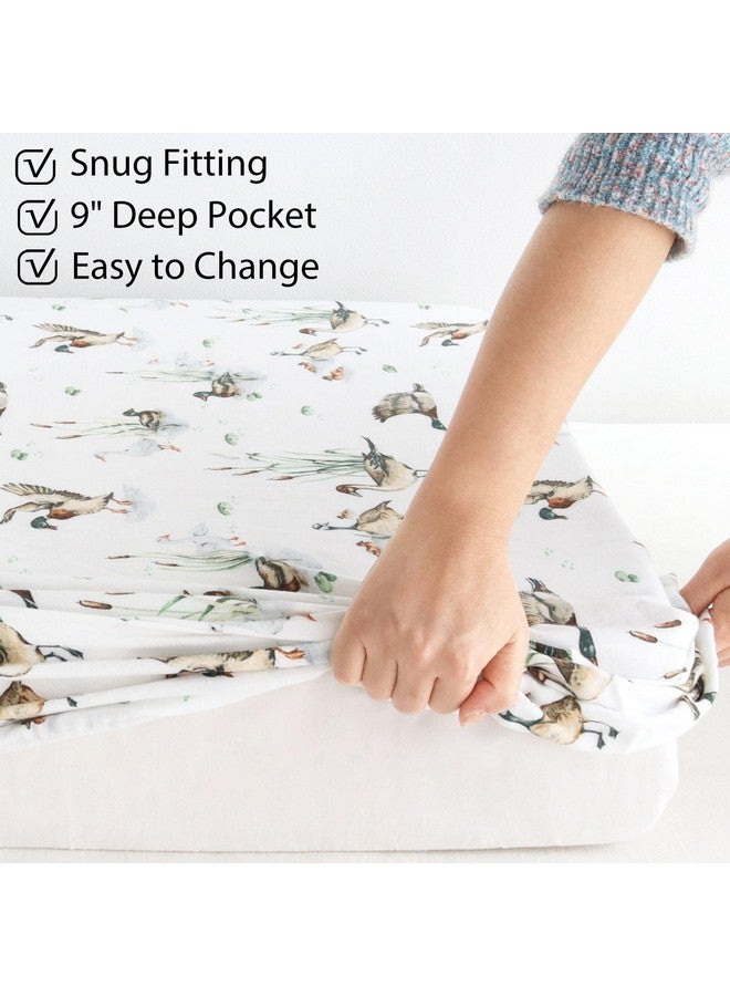 LifeTree Mallard Duck Crib Sheets for Baby Boys Girls - Muslin Fitted Crib Sheets Toddler Bed Sheet Fits Standard Crib, 70% Viscose from Bamboo and 30% Cotton, 28in x 52in - Image 5