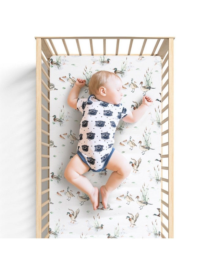 LifeTree Mallard Duck Crib Sheets for Baby Boys Girls - Muslin Fitted Crib Sheets Toddler Bed Sheet Fits Standard Crib, 70% Viscose from Bamboo and 30% Cotton, 28in x 52in - Image 4