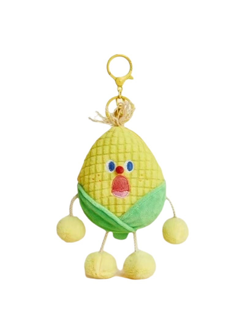 Cute Plush Vegetable Series Doll Pendant, Creative School Bag Key Pendant Cartoon Doll (Corn Coin Purse) - Image 1